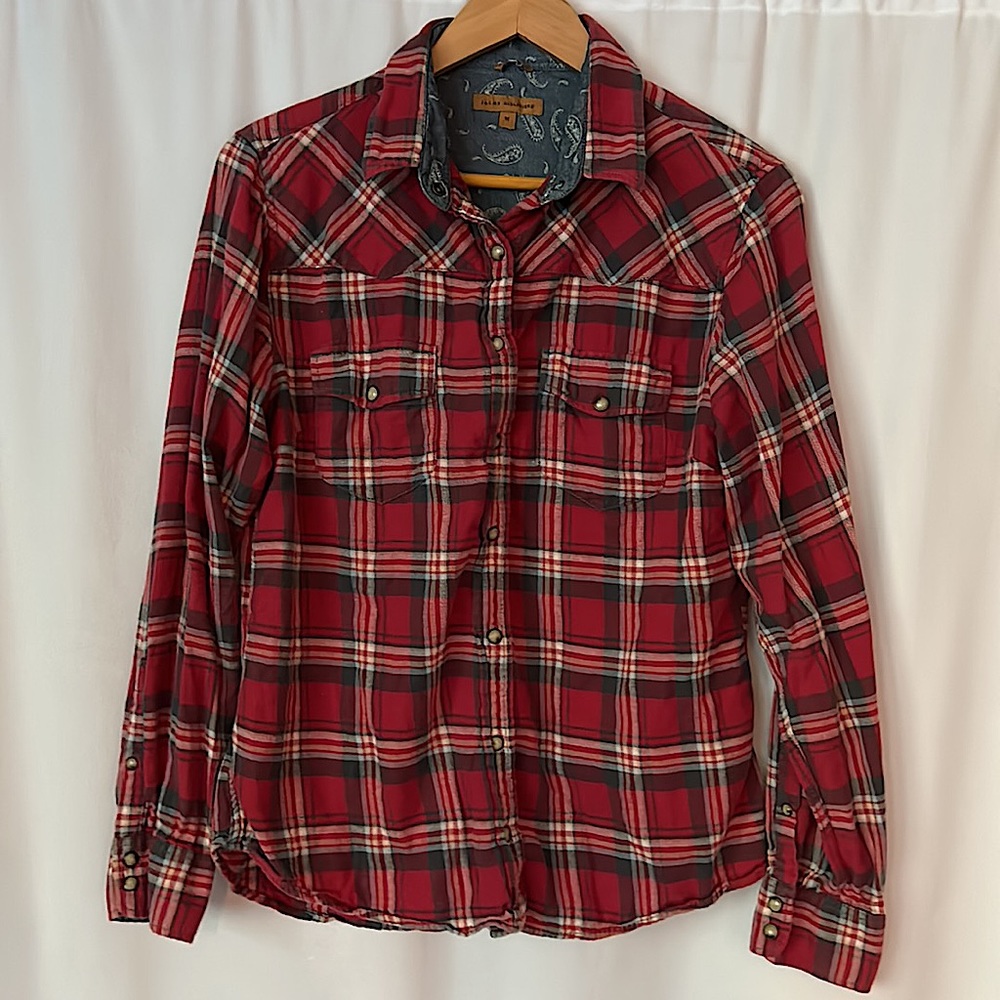 Jachs Girlfriend Comfy Casual Red Plaid Long Sleeve Shirt Top **Size M** - Picture 1 of 4